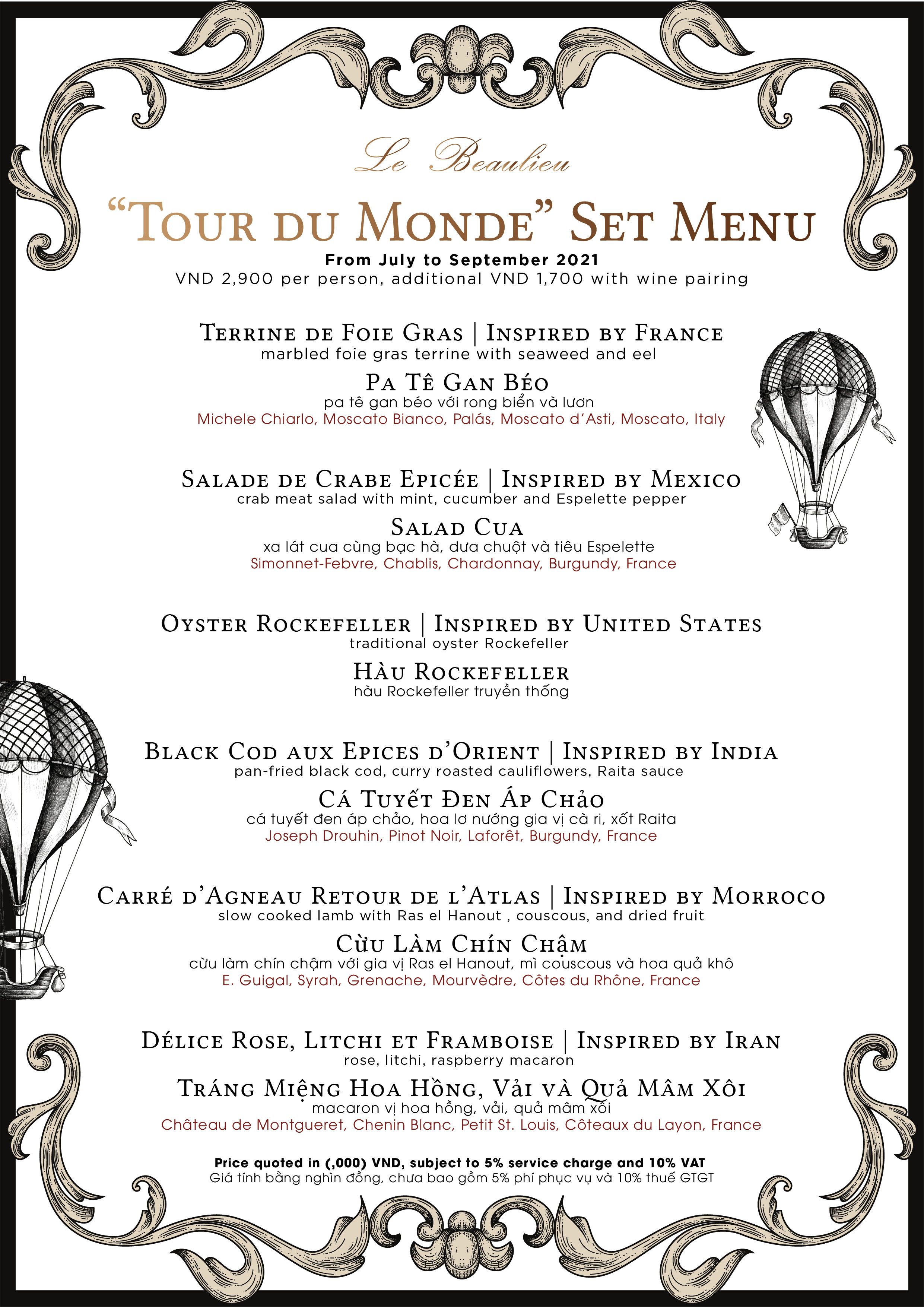 number one la tour du pin menu